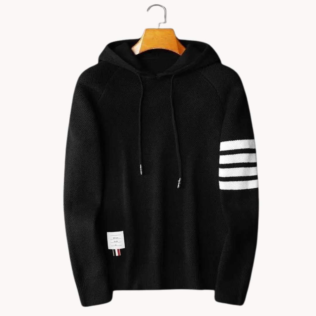 Hooded Sweater – Luxe Hoodie met Contrasterende Strepen en Modern Design