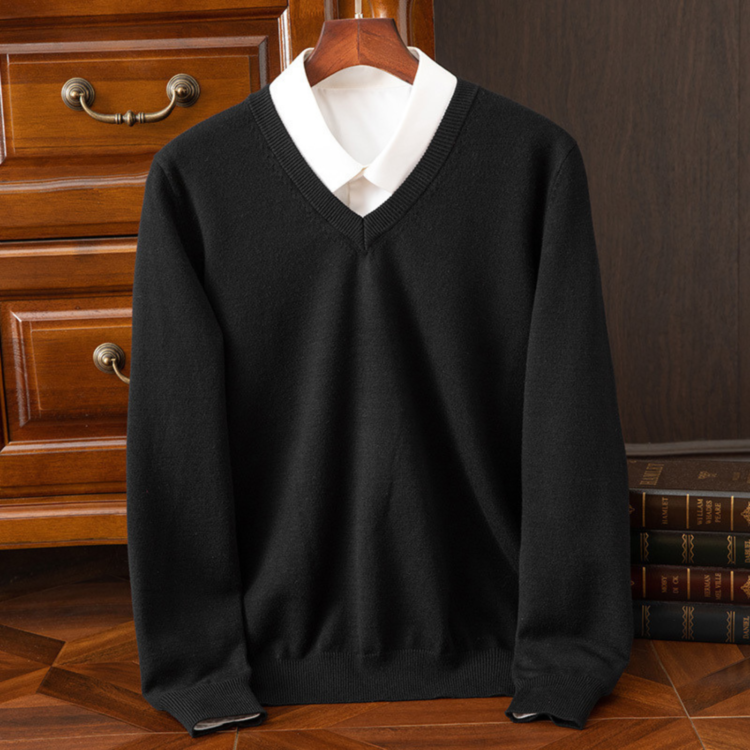 Pure Kasjmier Trui met V-hals voor Heren – Luxe, Warm & Tijdloos