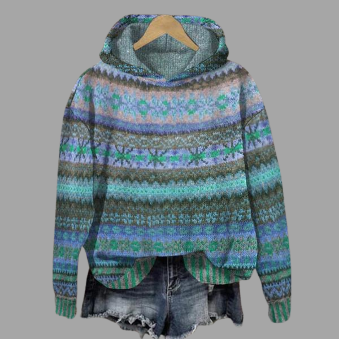 Gezellige Dames Hoodie – Gebreide Wintertrui met Capuchon en Casual Design