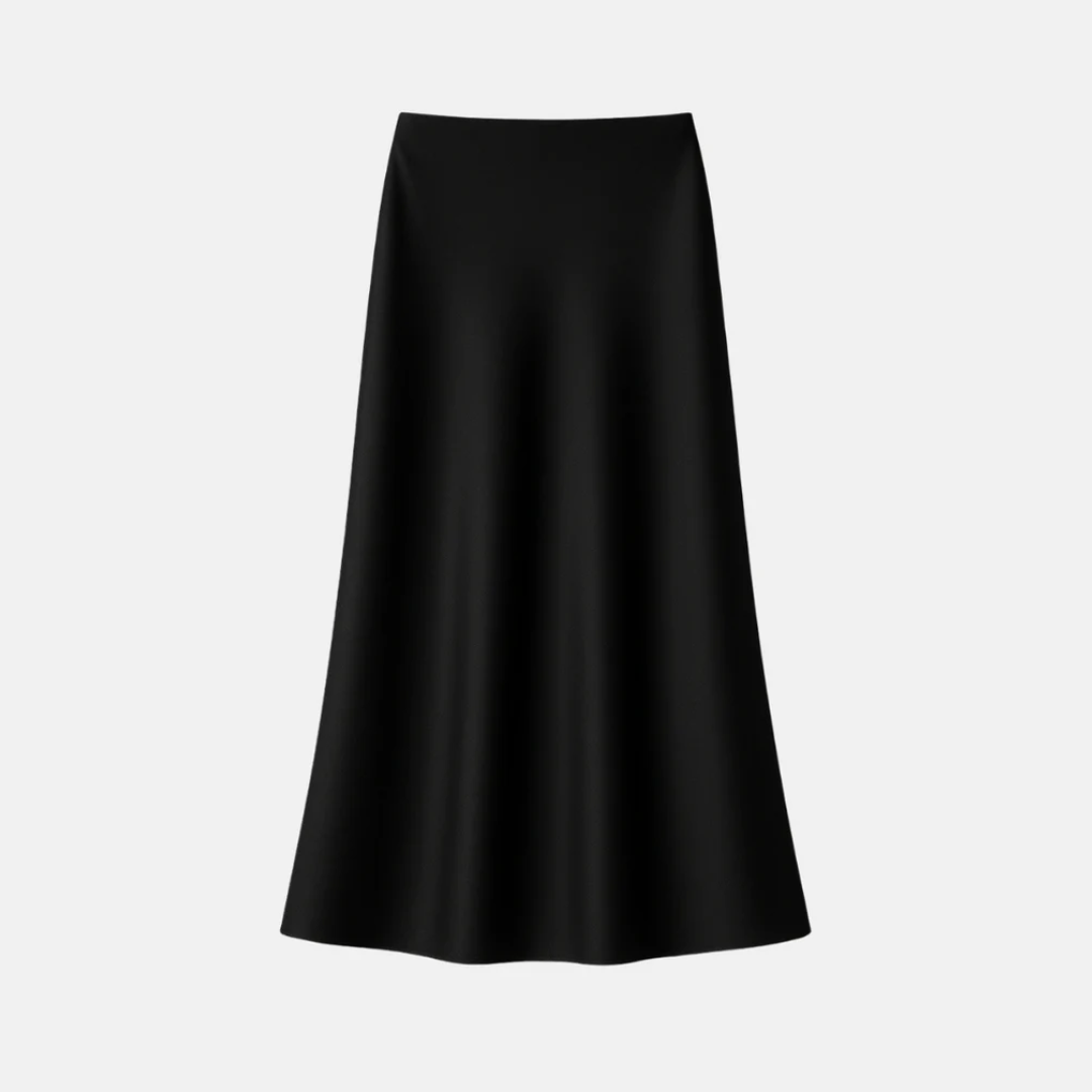 Elegante Satijnen Rok met Hoge Taille – Zwarte Zwierige Rok voor Feestjes, Dates & Avondlooks