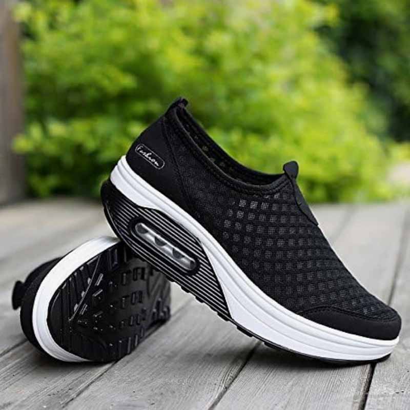 Lichtgewicht Mesh Sneakers voor Dames – Hoge Platform Zool, Anti-zweet, Comfort voor de Hele Dag