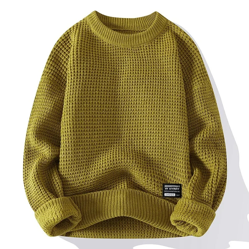 Klassieke Wafelgebreide Pullover – Zachte Ademend Gebreide Trui met Duurzaam Weefsel