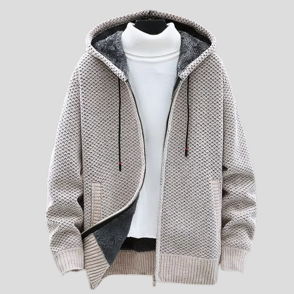 Knit Hoodie – Warme Gebreide Hoodie met Fleecevoering & Ritsluiting