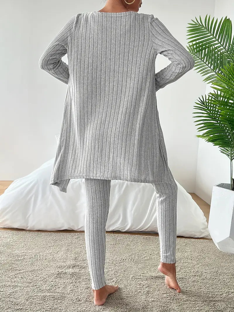 Lounge Edit 3-Delige Ribbed Set voor Dames – Comfortabel & Stijlvol Loungepak