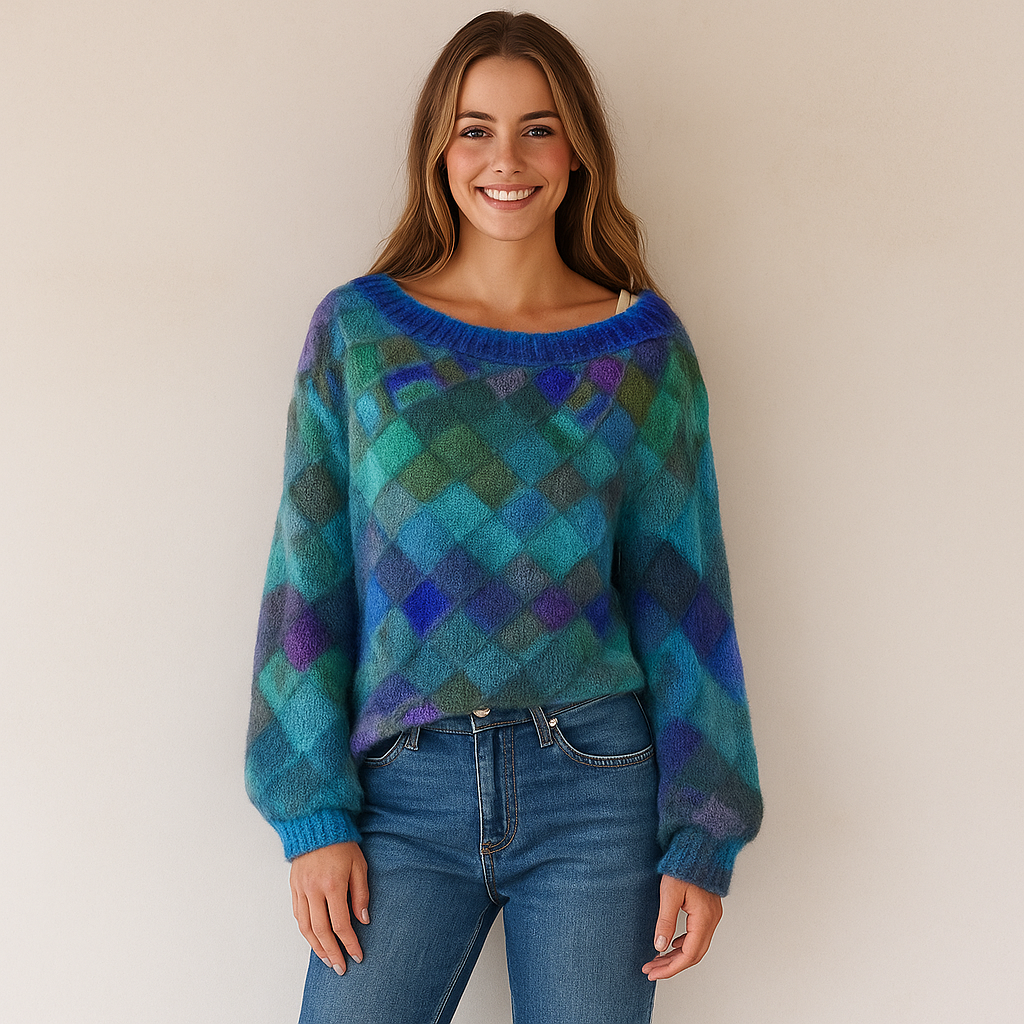 Azalea | Elegante Losse Damestrui met Ruitpatroon – Stijlvol & Comfortabel