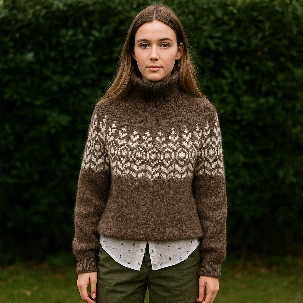 Matilda | Vintage Dames Coltrui met Geometrische Print – Stijlvol & Warm