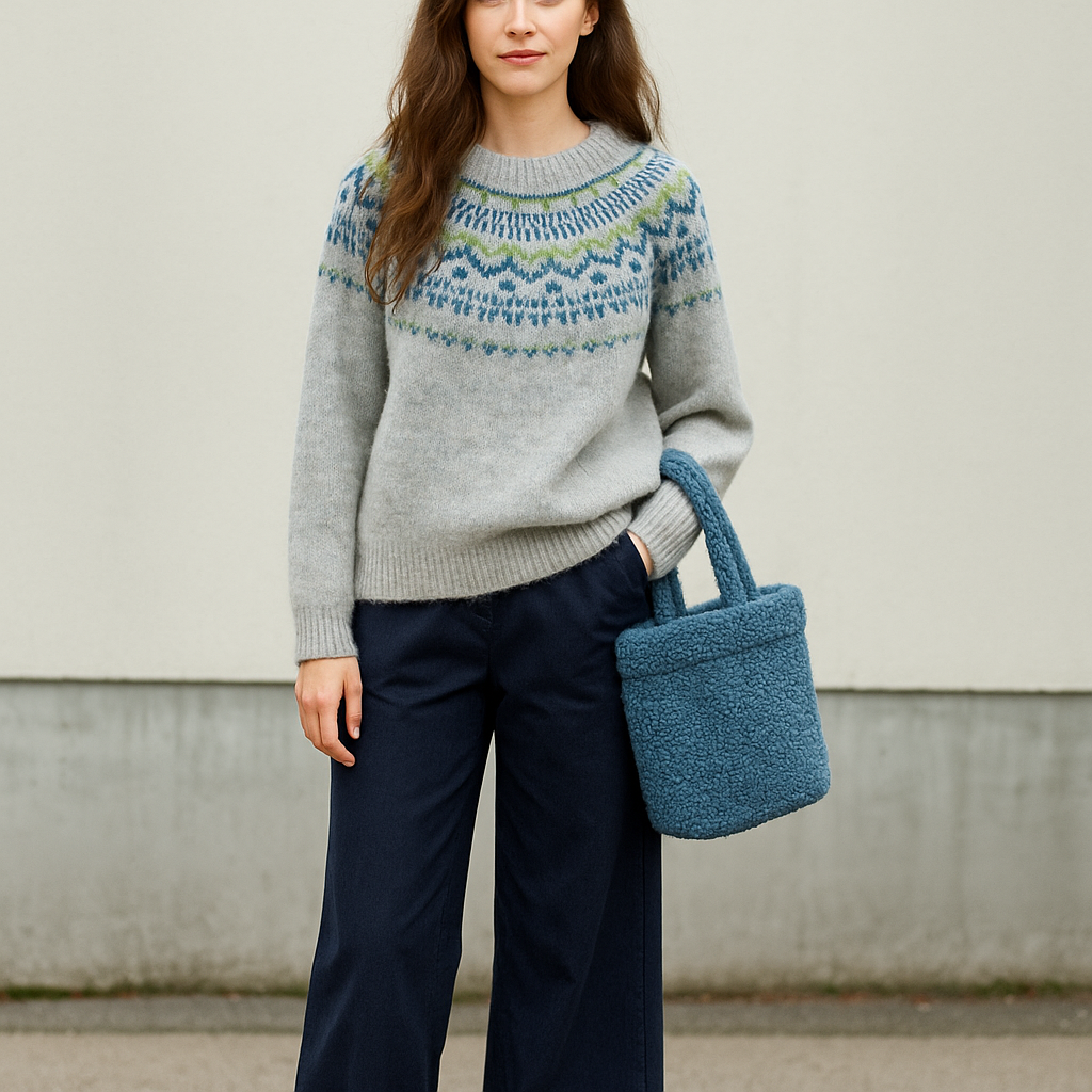 Odette | Modieuze Jacquard Damestrui – Elegant, Warm & Veelzijdig