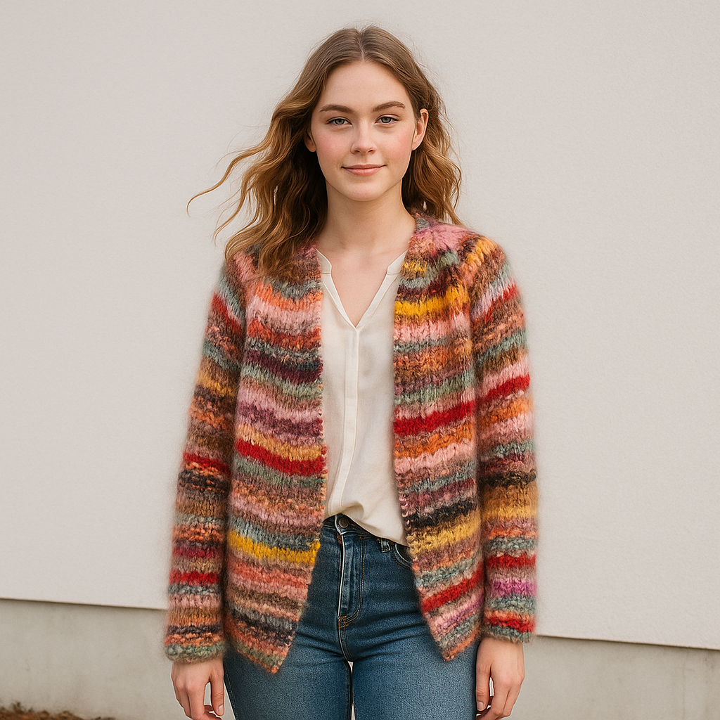 Kamille Retro Trui – Kleurrijke Jacquard Damestrui met Vintage Flair
