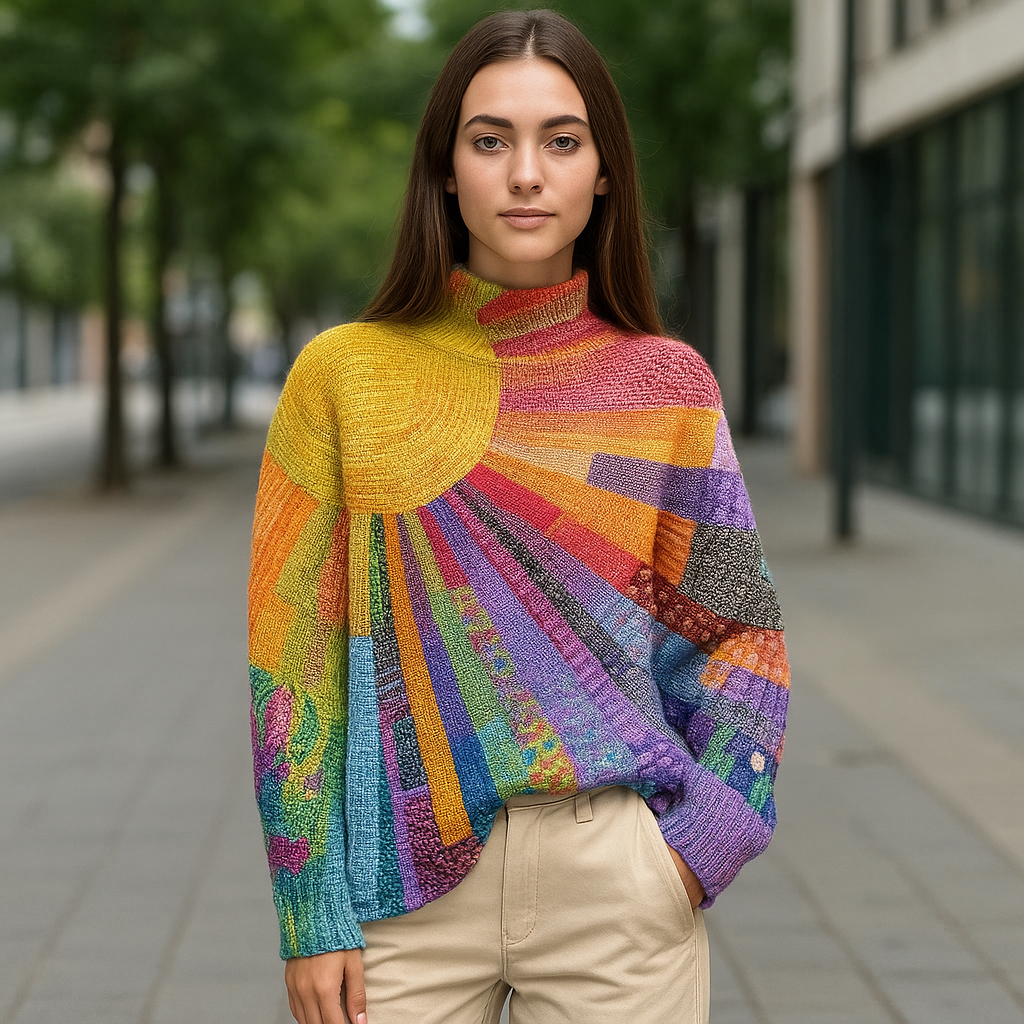 Anna Sunshine Patchwork Coltrui – Zachte, Kleurrijke Damestrui met Perfecte Pasvorm