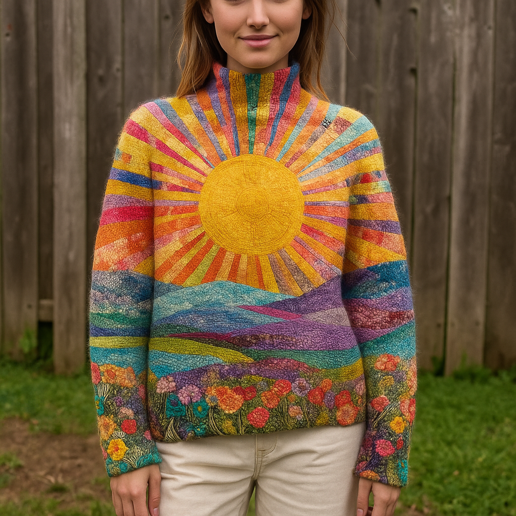 Chiara Dolcevita Trui met Zonsopgang-Design – Zachte en Stijlvolle Damestrui