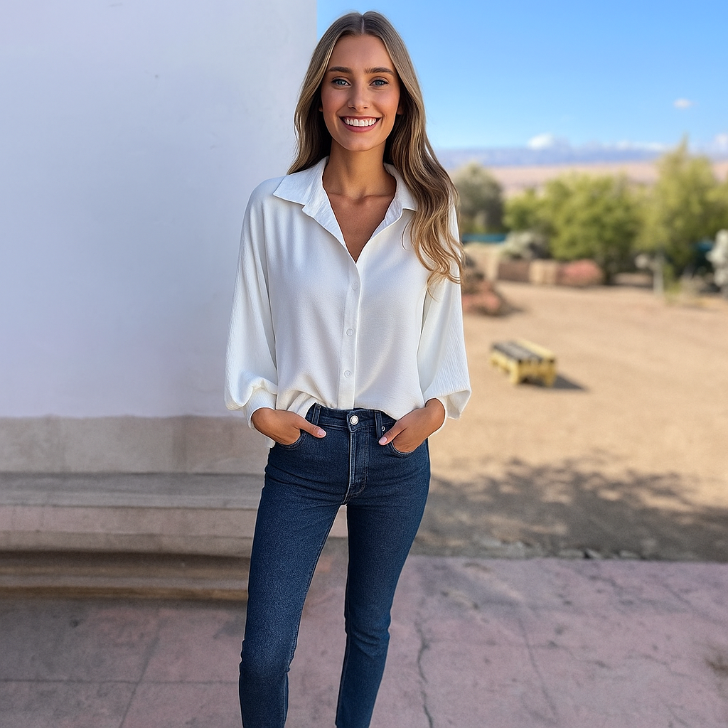 Elegante Blouse – Luxe viscose damesblouse met ballonmouwen