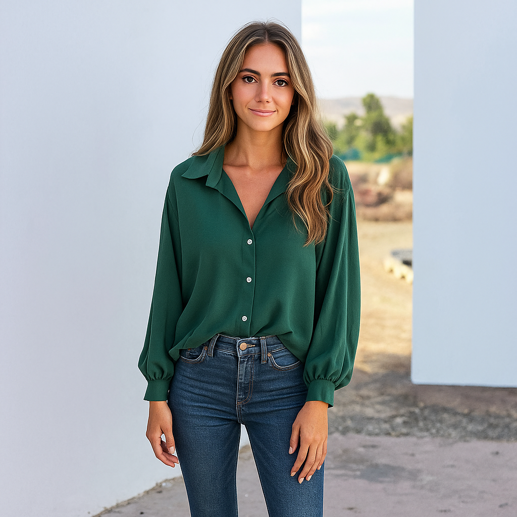 Elegante Blouse – Luxe viscose damesblouse met ballonmouwen