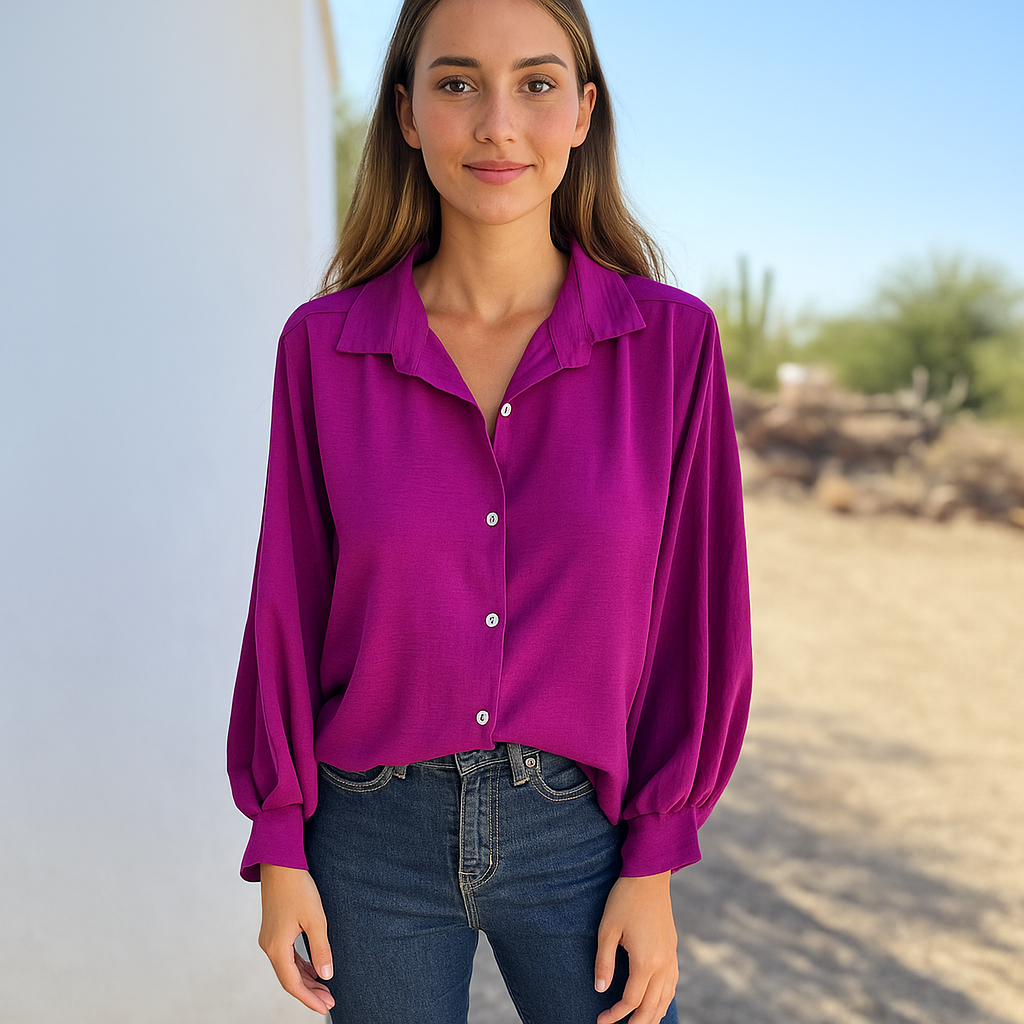 Elegante Blouse – Luxe viscose damesblouse met ballonmouwen