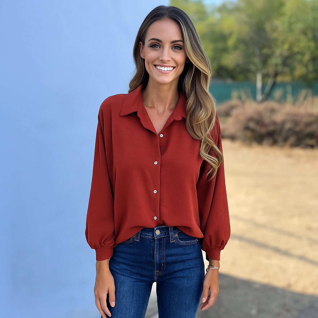 Elegante Blouse – Luxe viscose damesblouse met ballonmouwen