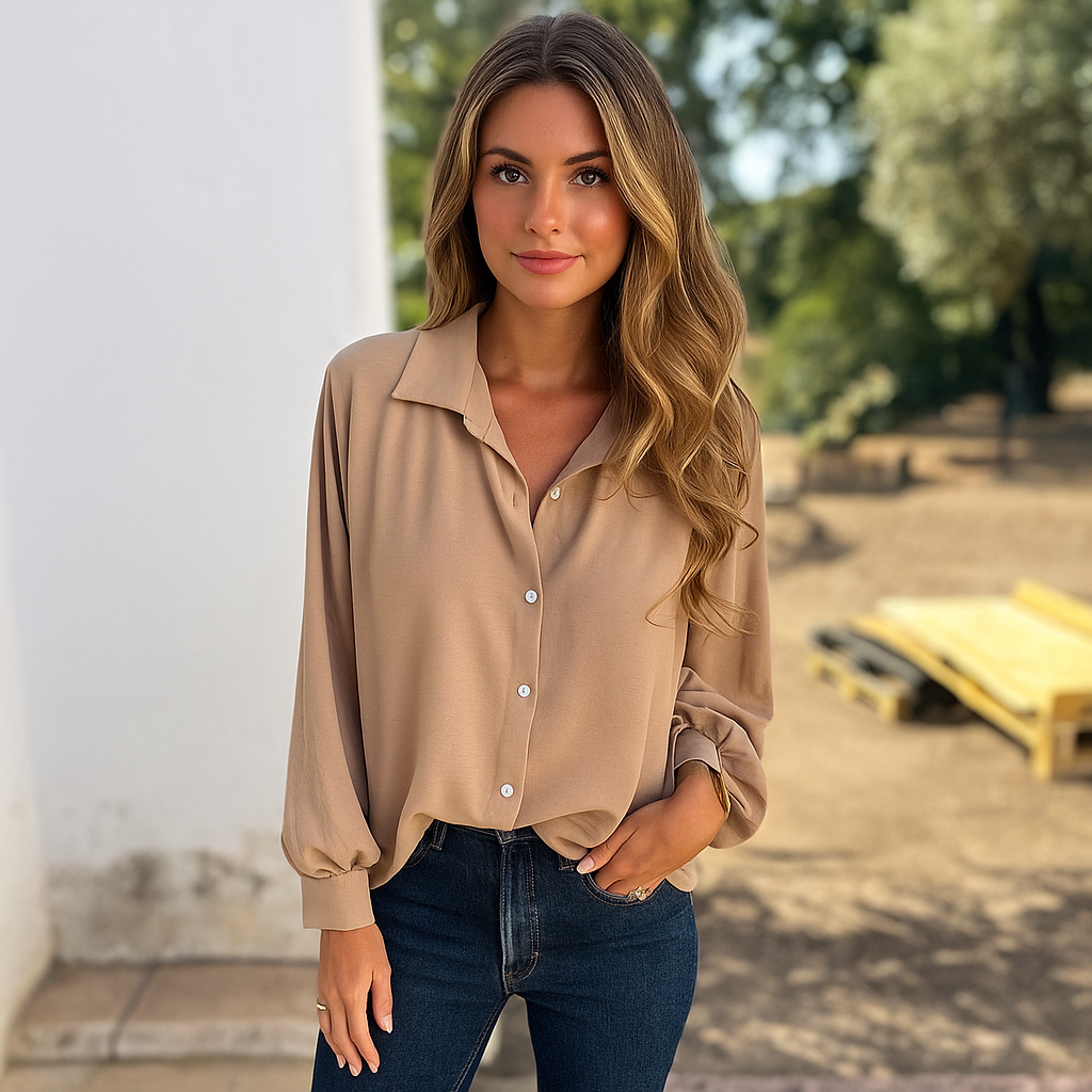 Elegante Blouse – Luxe viscose damesblouse met ballonmouwen