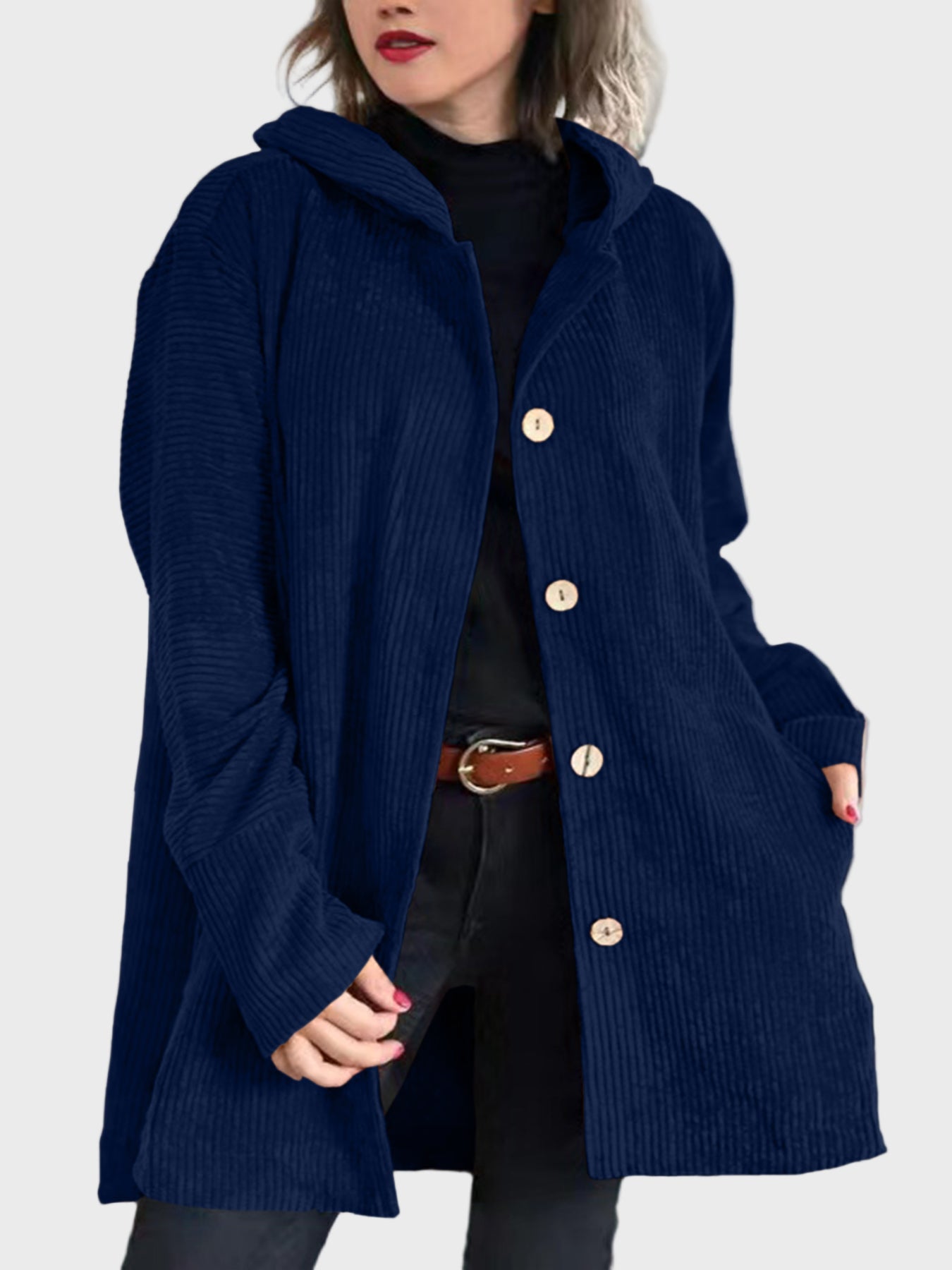 Dames Corduroy Jas met Capuchon – Stijlvolle en Comfortabele Tussenjas