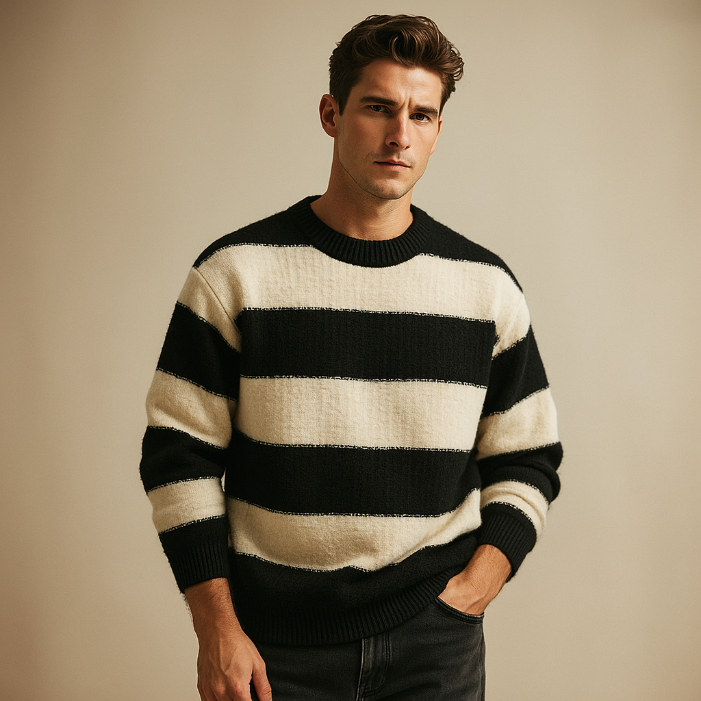 Gestreepte Trui voor Heren – Warme Lichtgewicht Gebreide Pullover