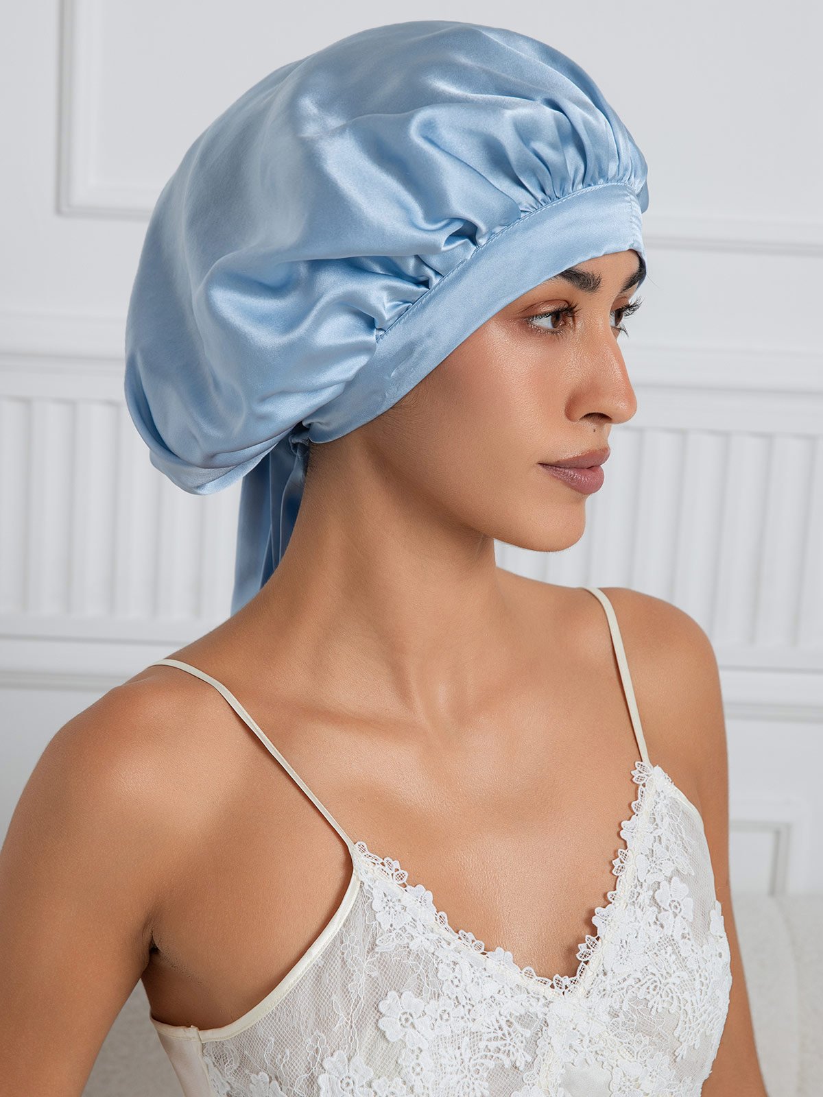 (1+1 Free) Pure Silk Sleep Cap with Ties