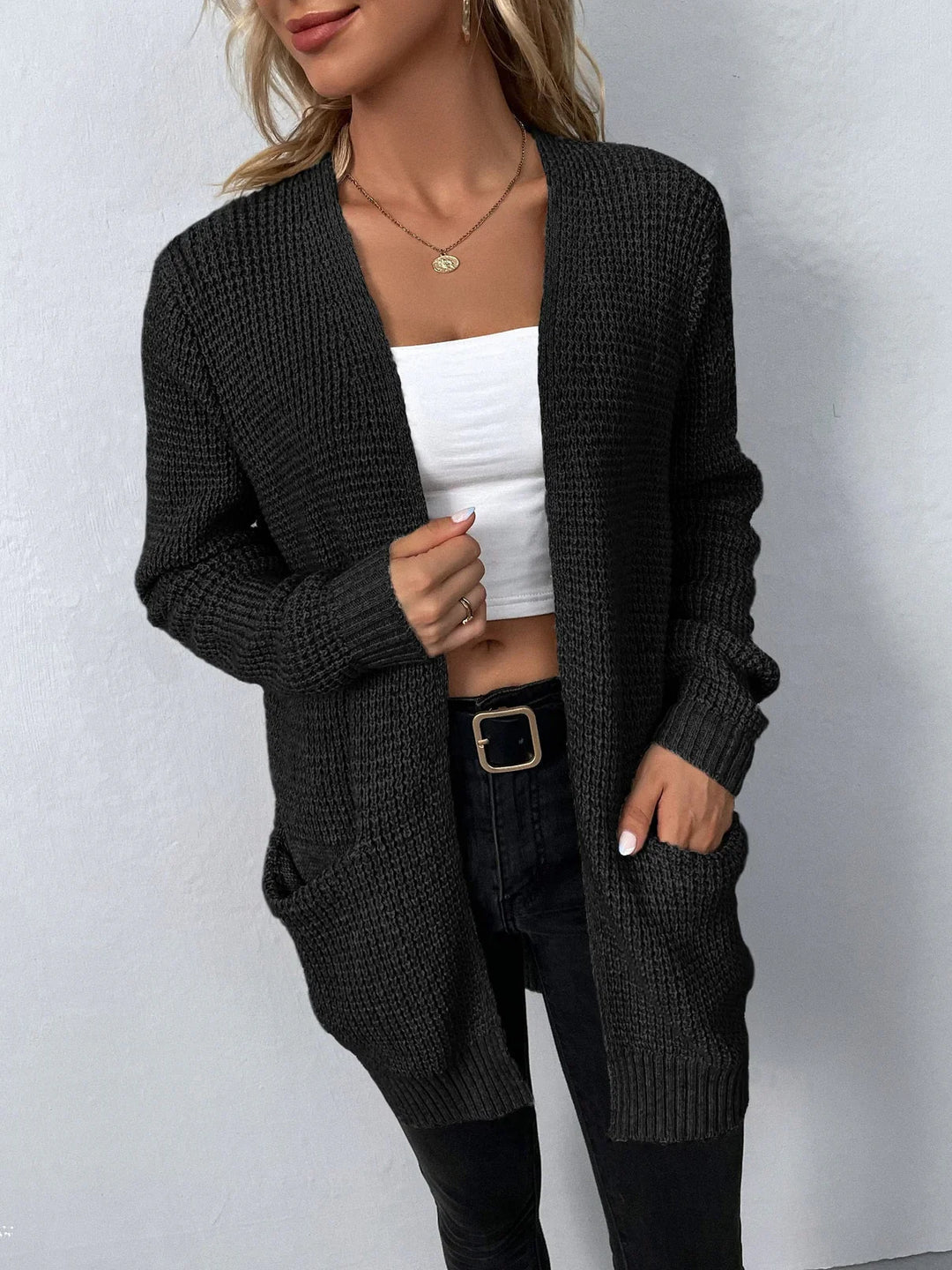 Dames Gebreid Vest met Lange Mouwen – Warm & Stijlvol