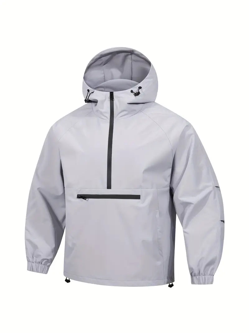Casual Heren Windjack met Capuchon – Ademend Half-Zip Waterdichte Jas