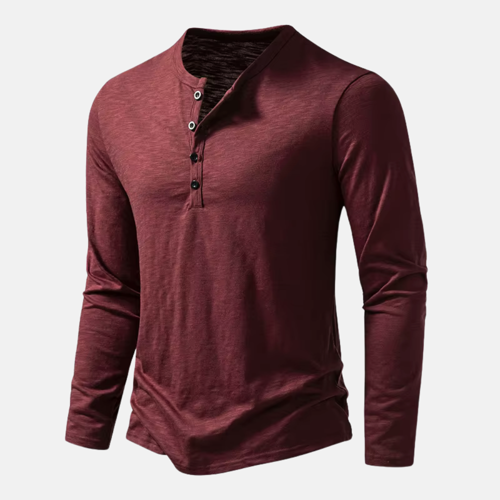 Heren Longsleeve T-shirt – Tijdloos 100% Katoen met Knopen