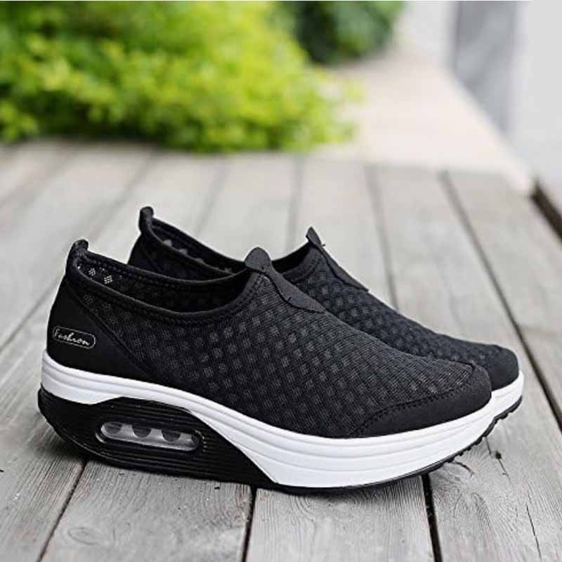 Lichtgewicht Mesh Sneakers voor Dames – Hoge Platform Zool, Anti-zweet, Comfort voor de Hele Dag