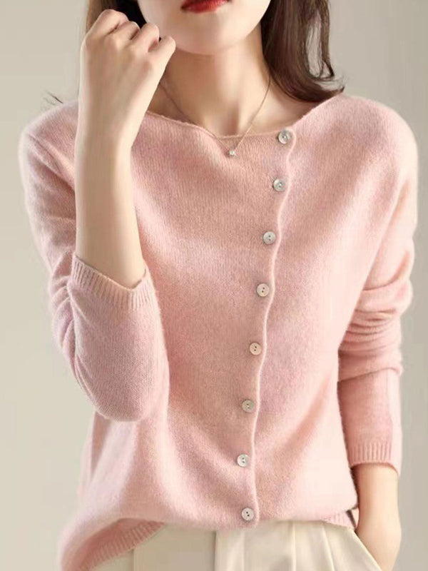 Classic Crew Neck Knitted Cardigan – Tijdloos Gebreid Vest met Ronde Hals