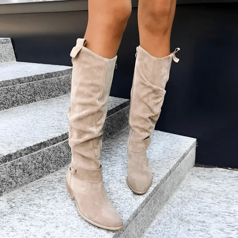 Elegante Kniehoge Suède Dameslaarzen – Comfortabele Winterlaarzen met Antislipzool