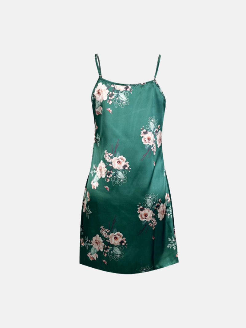Lichtgewicht Satijnen Bloemenjurk – Zachte, Ademend Zomer Loungewear