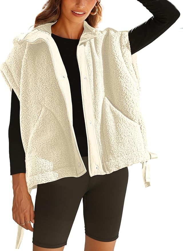 Zachte Fluffy Sherpa Bodywarmer – Dames Oversized Zip-Up Bovenkleding
