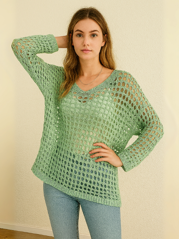 Circle Mesh V-hals trui