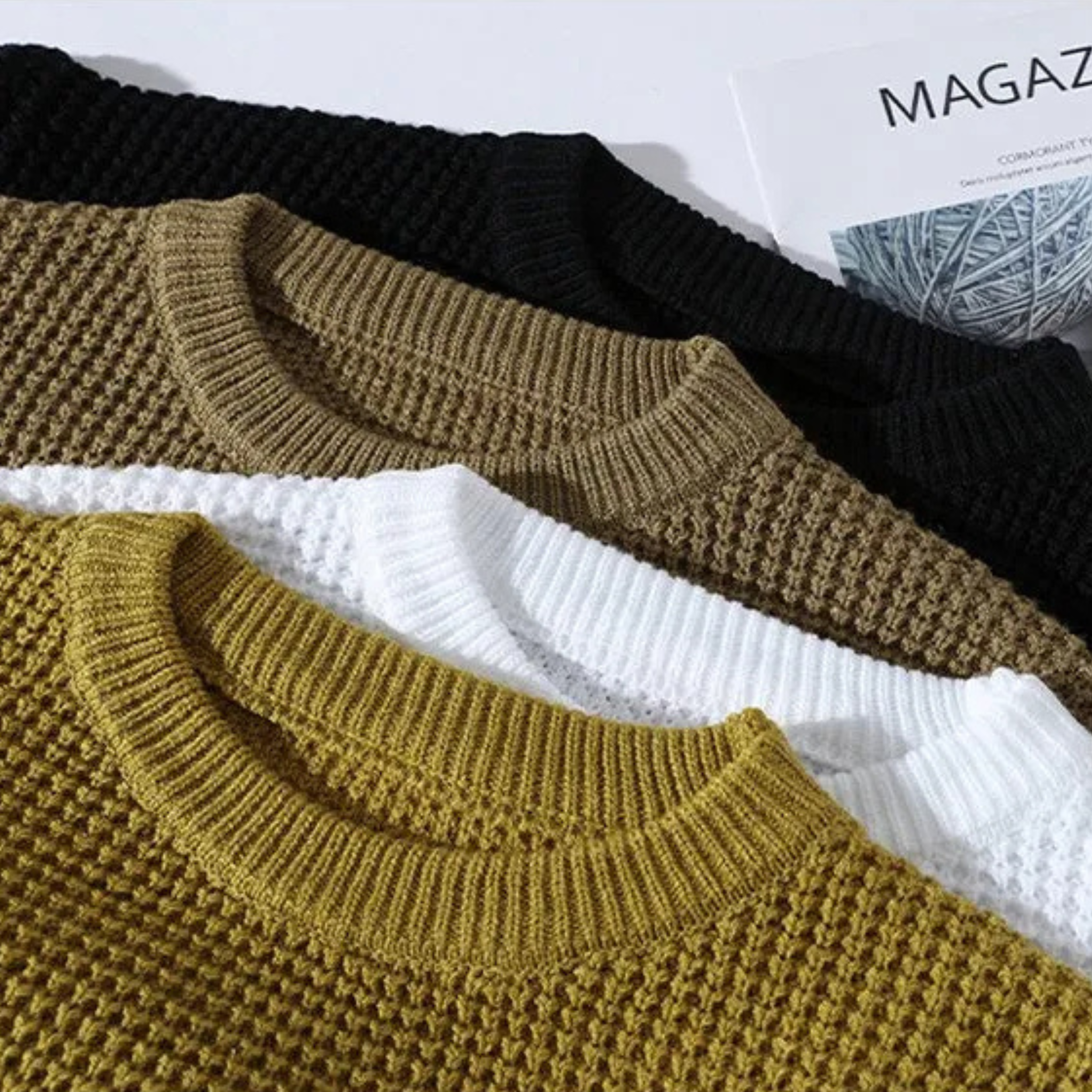 Klassieke Wafelgebreide Pullover – Zachte Ademend Gebreide Trui met Duurzaam Weefsel