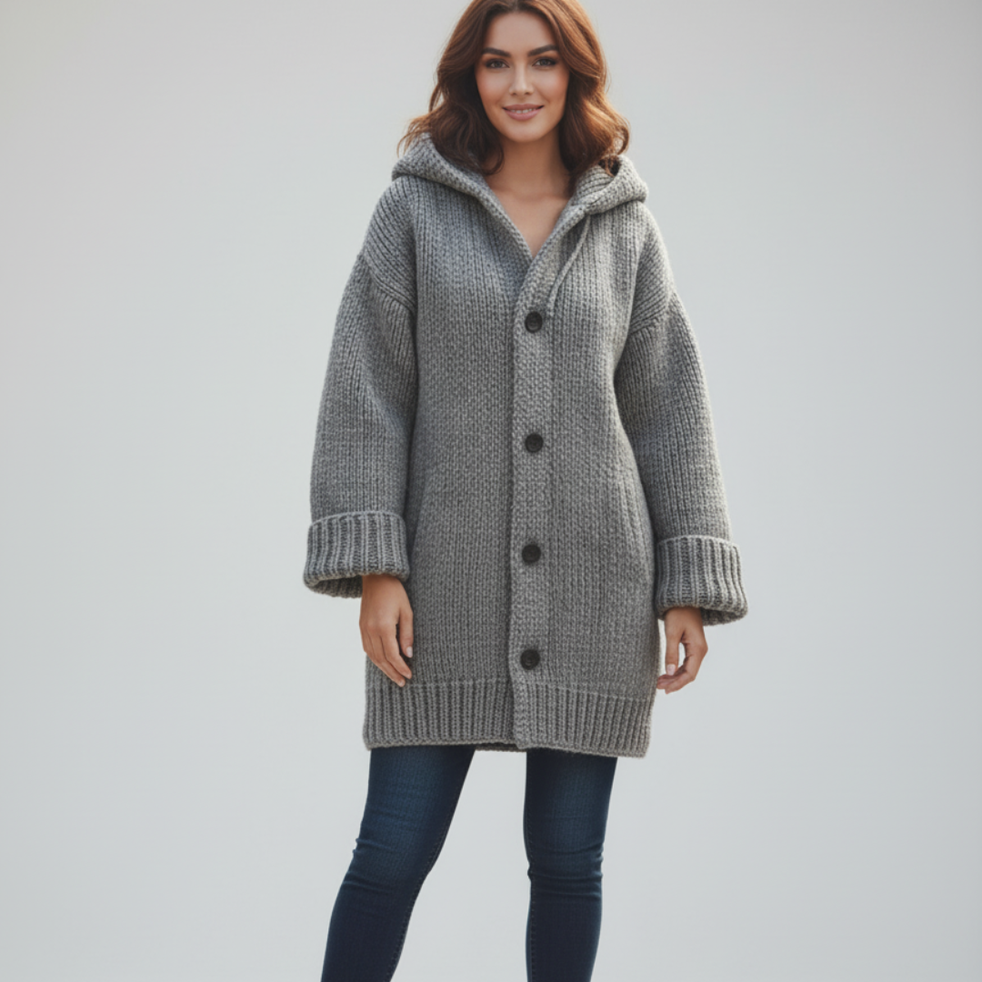 Cosy Oversized Gebreid Vest met Capuchon – Warme & Stijlvolle Lange Cardigan voor Dames