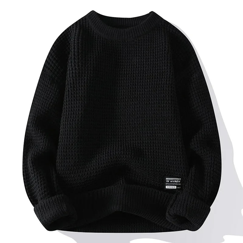 Klassieke Wafelgebreide Pullover – Zachte Ademend Gebreide Trui met Duurzaam Weefsel