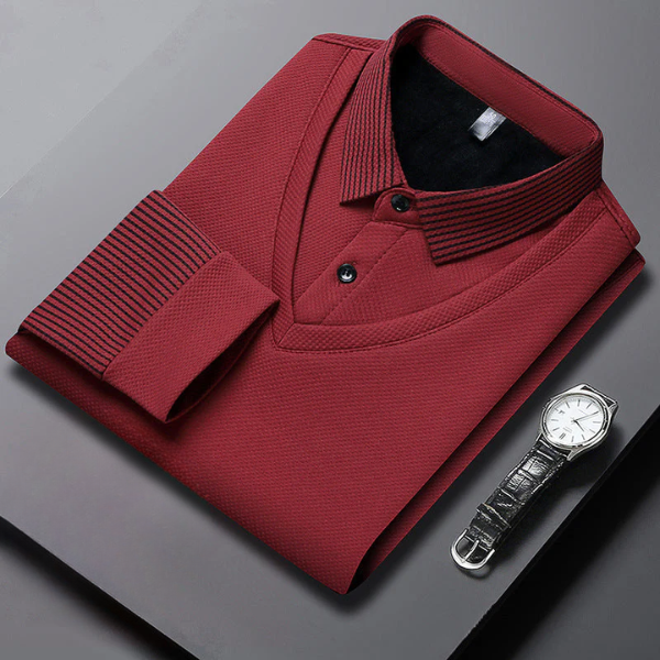 Heren Thermo Longsleeve Polo met Fleecevoering – Warme Casual Winter Top