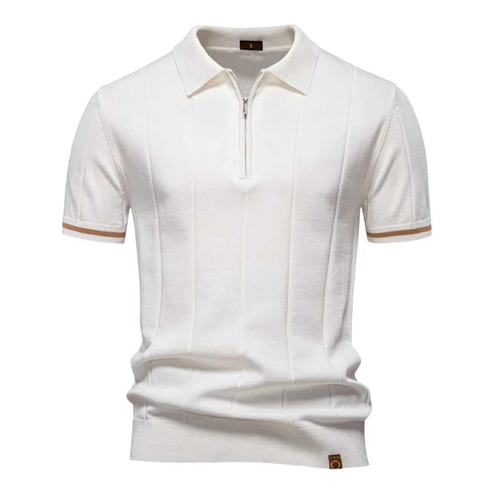 Polo met Rits – Luxe Herenpolo van Stretchstof met Sportieve Knit Details