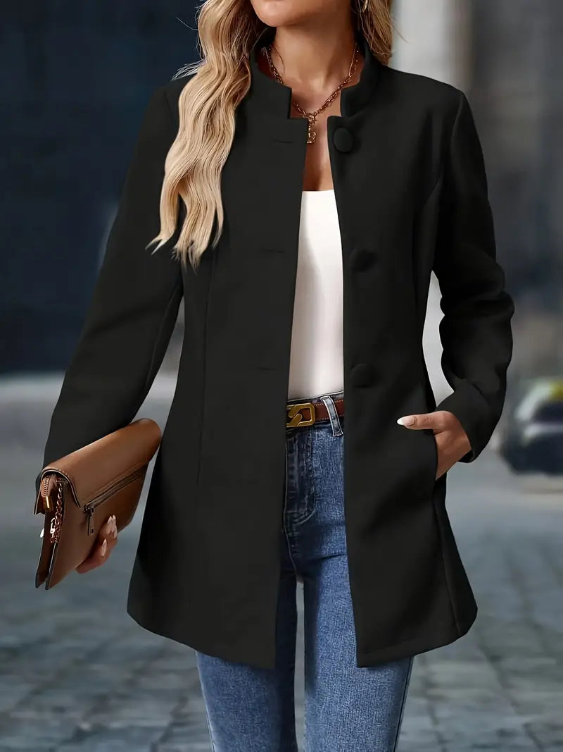 Modieuze Effen Blazer – Tijdloos & Elegant Damesjack voor Werk en Casual Stijl