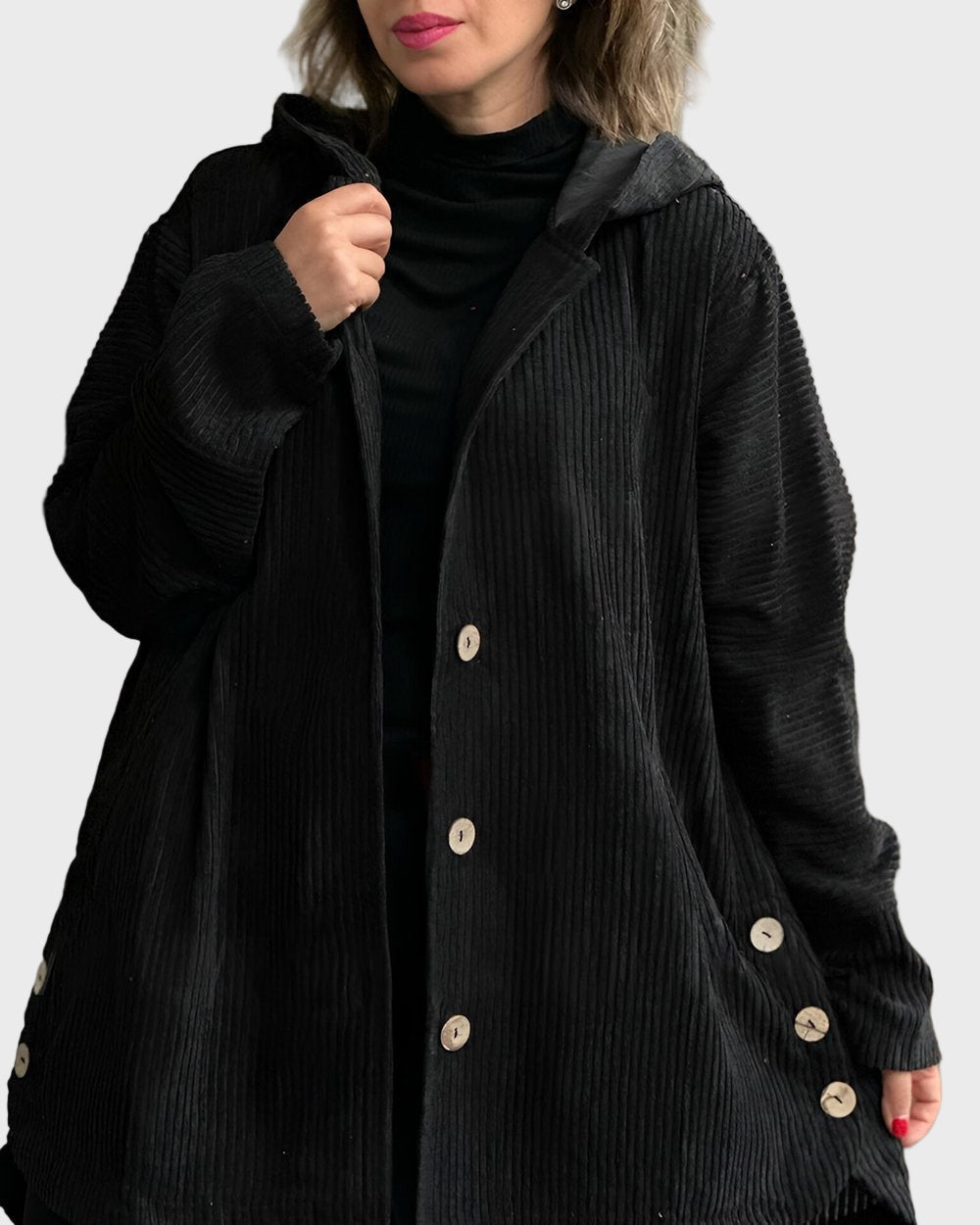 Dames Corduroy Jas met Capuchon – Stijlvolle en Comfortabele Tussenjas