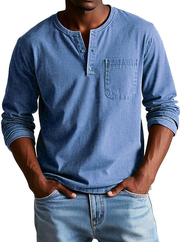 Casual heren shirt met knoopsluiting – moderne pasvorm en vintage uitstraling