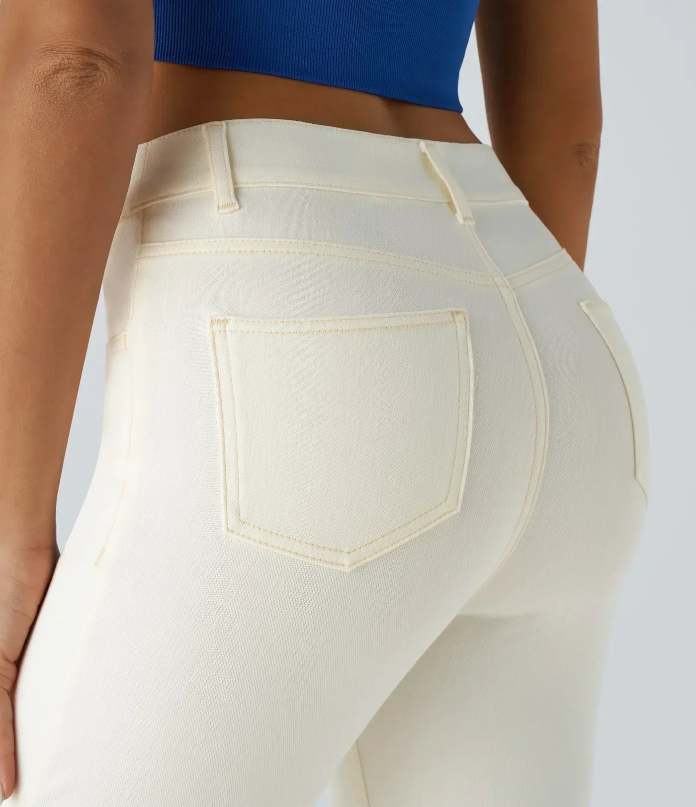 Dames Hoge Taille Stretch Broek – Comfortabele Slim Fit met Zakken
