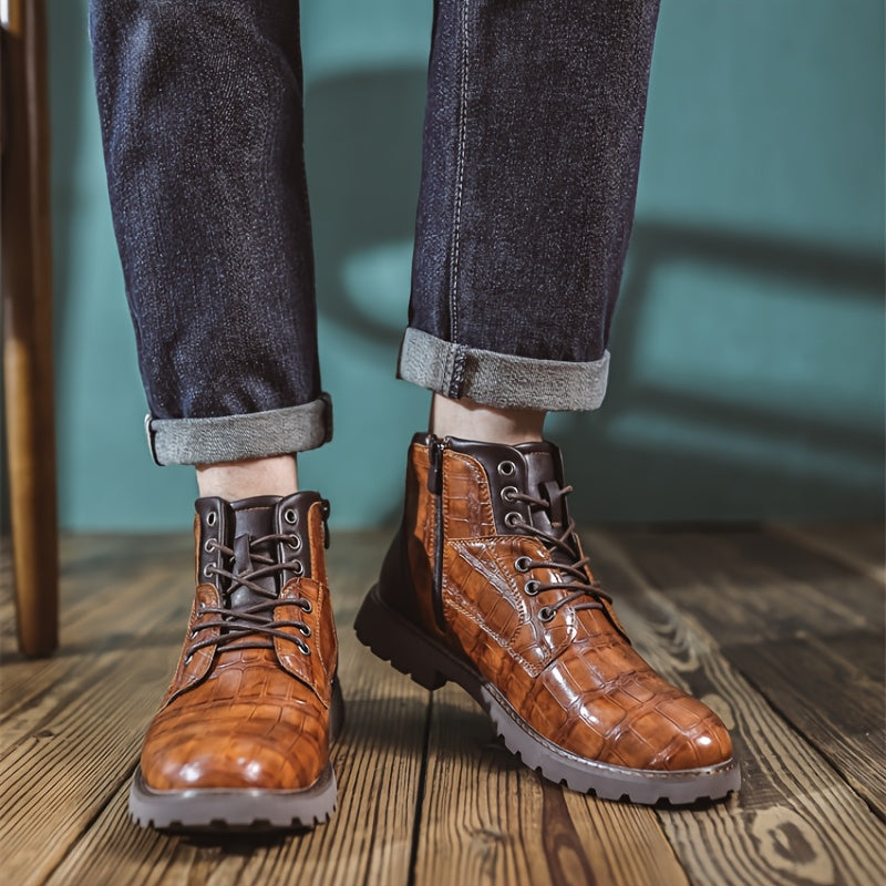 Heren Leren Enkellaarzen – Handgemaakte Vintage Werk- en Casual Boots met Comfortabele Zool
