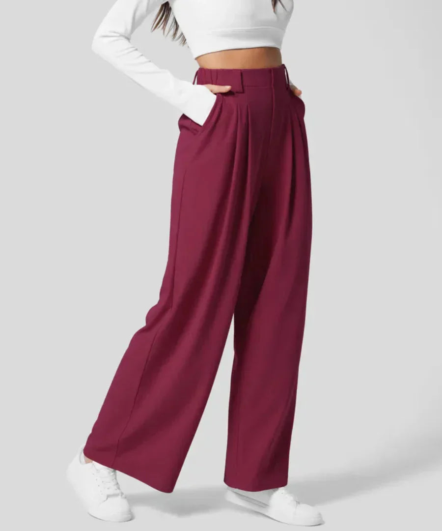 High-Waist Damesbroek met Wijde Pijpen – Elegante & Comfortabele Pantalon voor Werk en Vrije Tijd