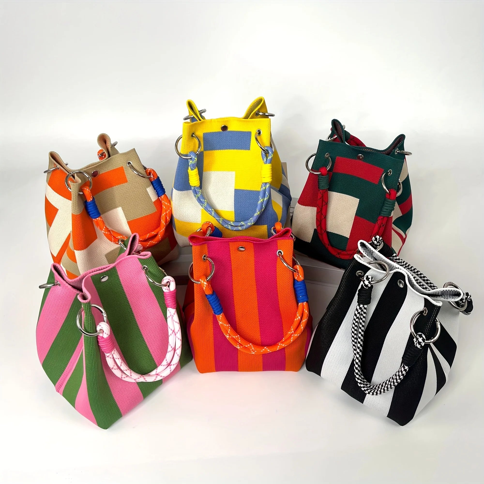 Mini Bucket Bag – Stijlvolle Canvas Schoudertas met Touw Handgrepen