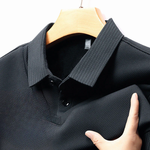 Heren Thermo Longsleeve Polo met Fleecevoering – Warme Casual Winter Top