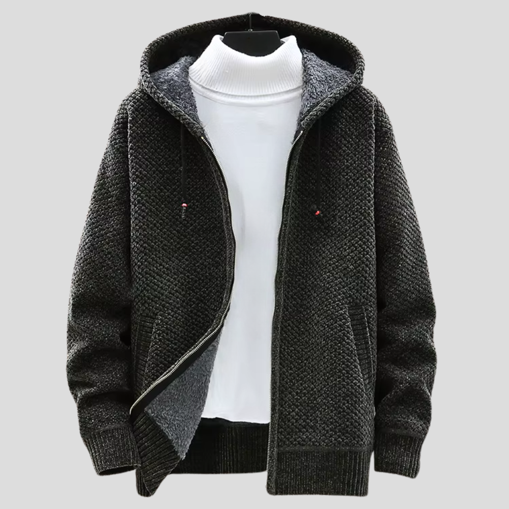 Knit Hoodie – Warme Gebreide Hoodie met Fleecevoering & Ritsluiting