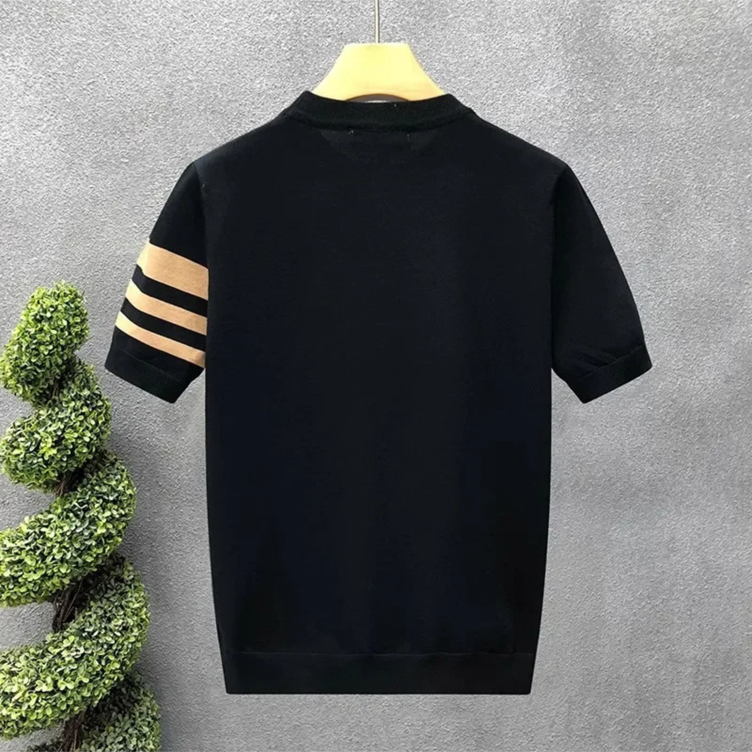 Triform Knit Shirt voor Heren – Premium Jacquard Gebreid T-shirt met Strepen