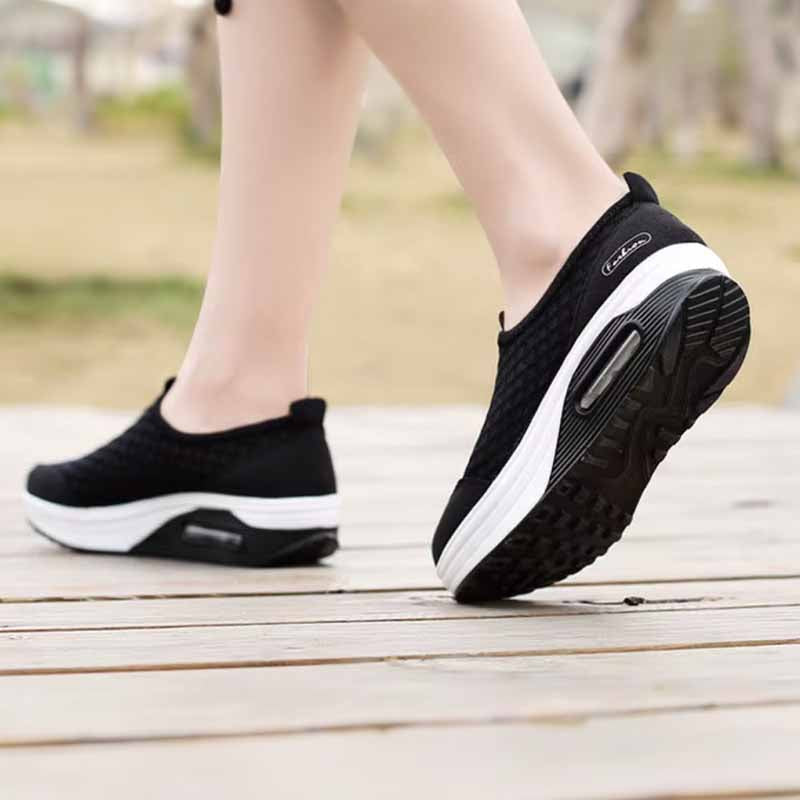 Lichtgewicht Mesh Sneakers voor Dames – Hoge Platform Zool, Anti-zweet, Comfort voor de Hele Dag