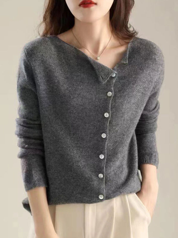 Classic Crew Neck Knitted Cardigan – Tijdloos Gebreid Vest met Ronde Hals