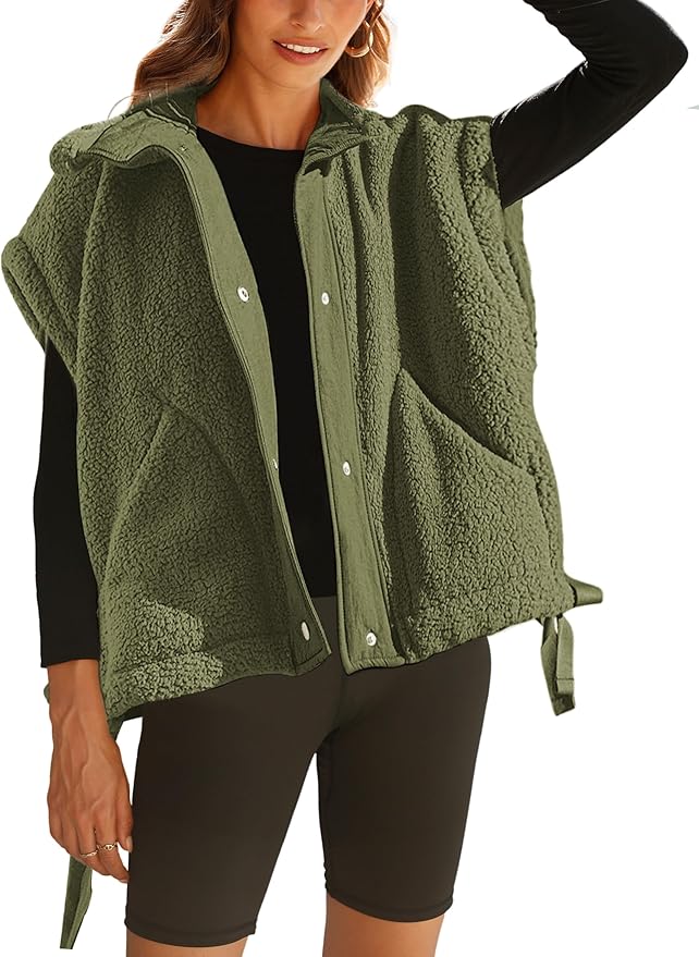 Zachte Fluffy Sherpa Bodywarmer – Dames Oversized Zip-Up Bovenkleding