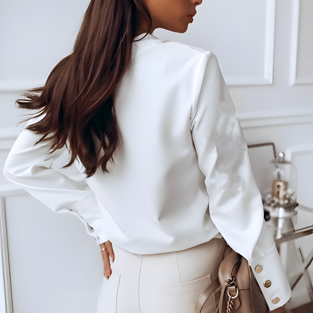 Elegante Dames Blouse – Lange Mouwen Shirt met Opvallende Knopen